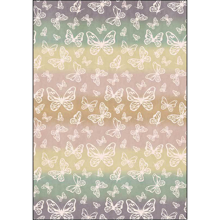 Multicolor Modern Rug Polyester Butterfly Pattern Rug Washable Non-Slip Back Rug for Living Room | Bowlift