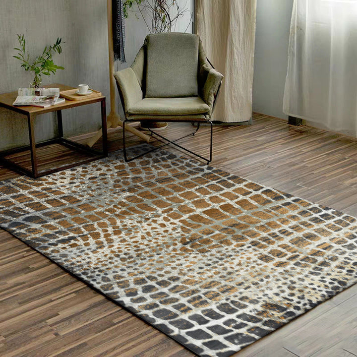 Modern Crocodile Print Carpet Brown Polyester Carpet Machine Washable Non-Slip Carpet for the Bedroom | Bowlift
