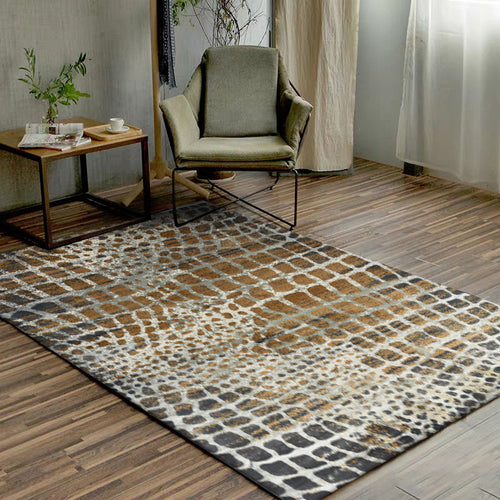 Modern Crocodile Print Carpet Brown Polyester Carpet Machine Washable Non-Slip Carpet for the Bedroom | Bowlift