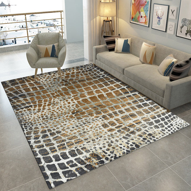 Modern Crocodile Print Carpet Brown Polyester Carpet Machine Washable Non-Slip Carpet for the Bedroom | Bowlift