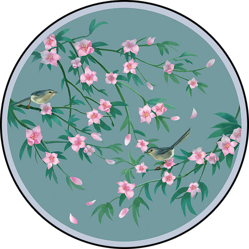 BowLift | Retro Floral Pattern rug with bird and leaf Blue Oriental rug Polyester Washable Non-slip backing rug for living room