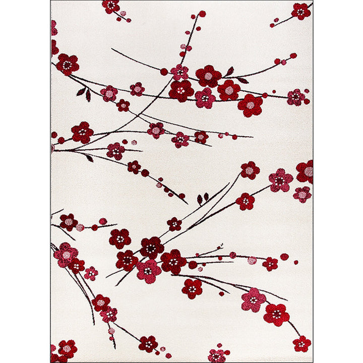 BowLift | Vintage Floral Pattern Rug Beige and Red Polyester Rug Machine Washable Non-Slip Rug for the Living Room