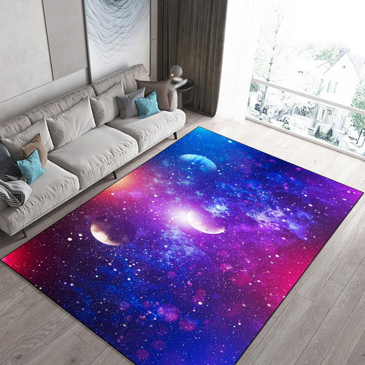 Casual modern rug in blue space galaxy pattern rug polyester washable rug for home decor | Bowlift