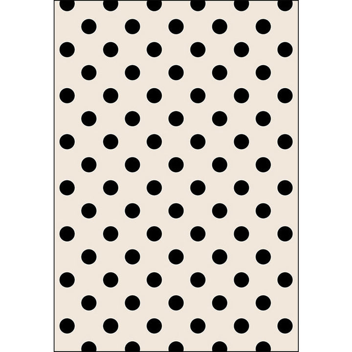 Modern living room rug in ivory polka dot pattern rug polyester machine washable pet-friendly area rug | Bowlift