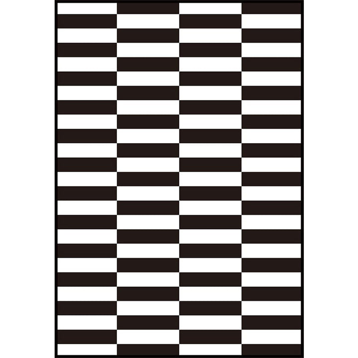 Contemporary Checkered Pattern Rug Black and White Polyester Rug Machine Washable Non-Slip Area Rug for the Bedroom | Bowlift