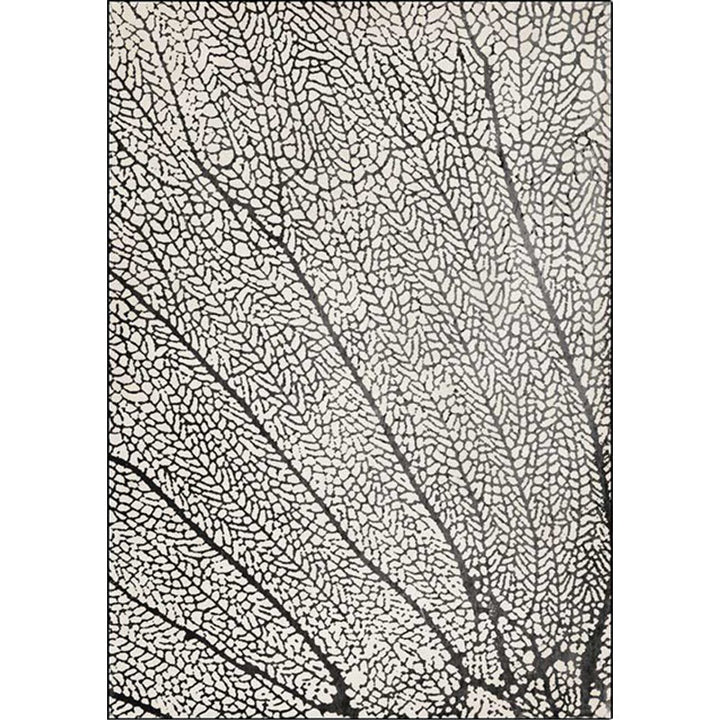 Gray and Black Novelty Rug Polyester Leaf Pattern Rug Washable Non-Slip Underlay Rug for Living Room | Bowlift