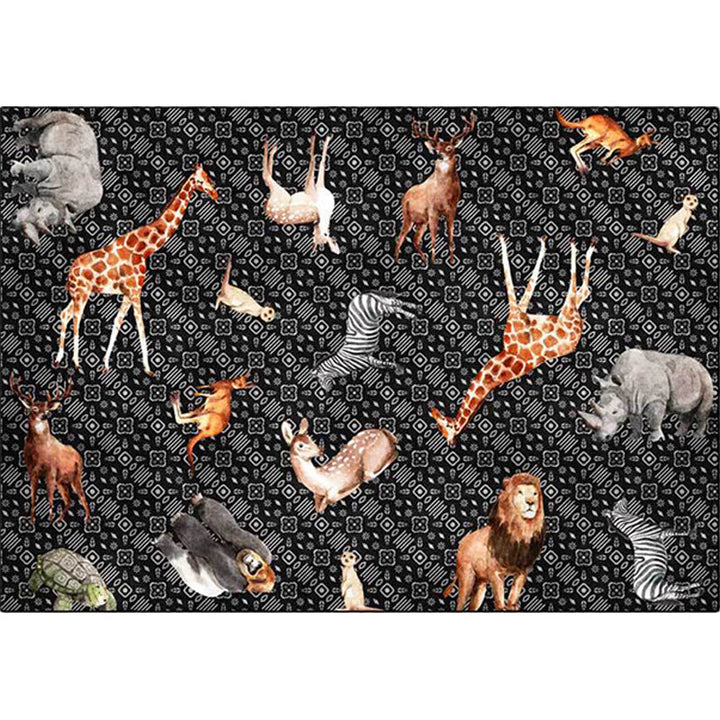 Contemporary animal print rug Black and White Polyester rug Machine washable Non-slip area rug for the bedroom | Bowlift
