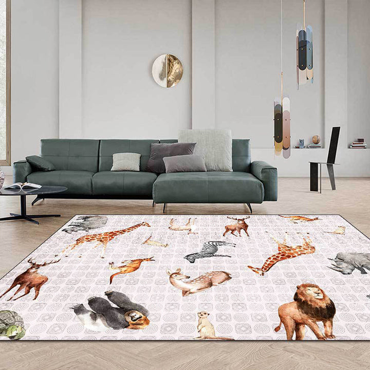 Contemporary animal print rug Black and White Polyester rug Machine washable Non-slip area rug for the bedroom | Bowlift