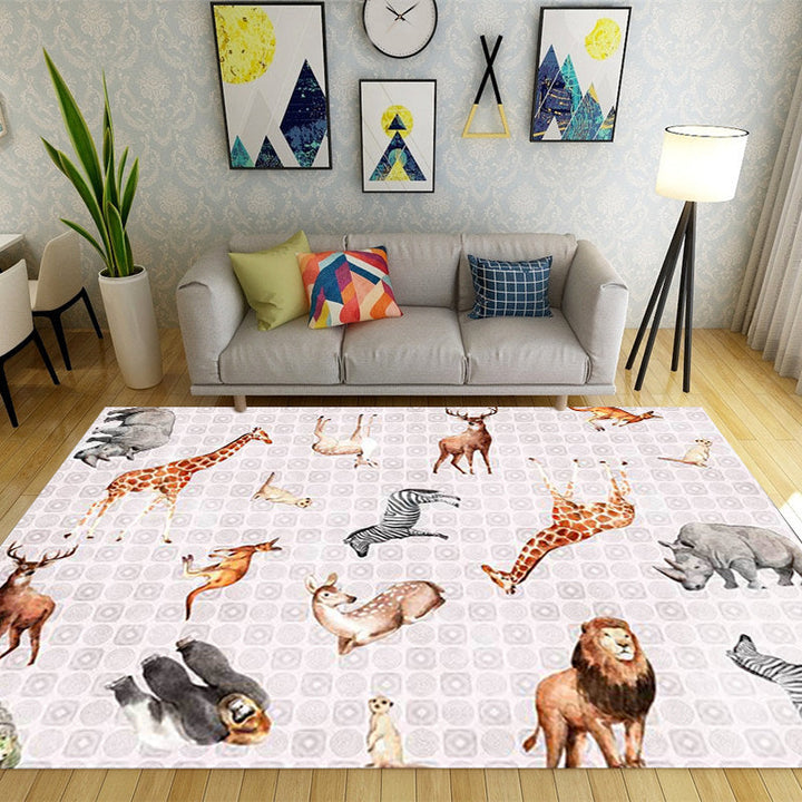 Contemporary animal print rug Black and White Polyester rug Machine washable Non-slip area rug for the bedroom | Bowlift