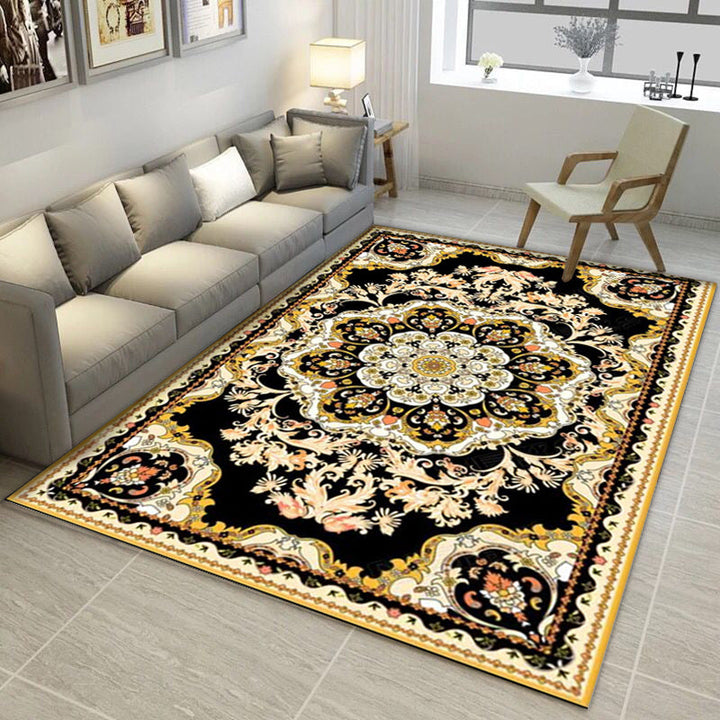BowLift | Moroccan Medallion Pattern Carpet with Flower Theme Green Polyester Carpet Machine Washable Non-Slip Area Rug for the Living Room