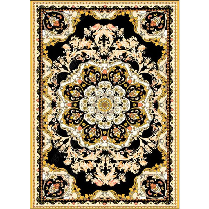 BowLift | Moroccan Medallion Pattern Carpet with Flower Theme Green Polyester Carpet Machine Washable Non-Slip Area Rug for the Living Room