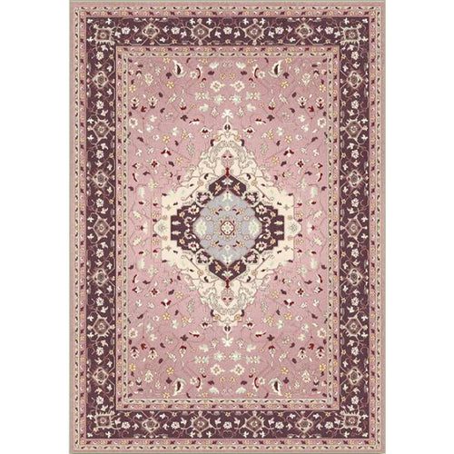 BowLift | Pink Mediterranean Carpet Polyester Medallion and Floral Pattern Carpet Washable Non-Slip Back Carpet for Living Room
