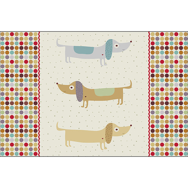 BowLift | Yellow Children's Room Carpet Children's Animal Dog Dots Pattern Carpet Polyester Non-Slip Machine Washable Carpet