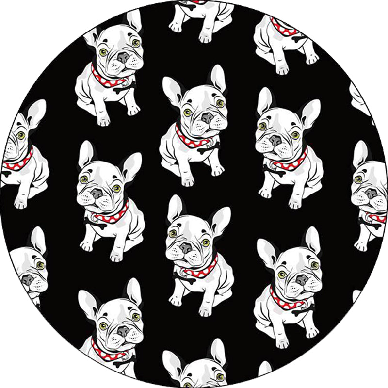 BowLift | Black Children's Room Carpet Children Animals Dog Pattern Rug Polyester Non-Slip Backing Rug