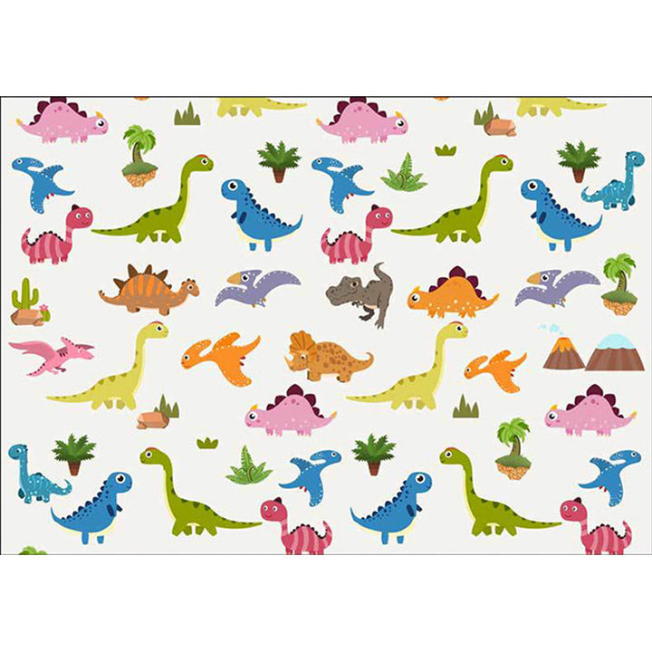 BowLift | Stylish children's rug in white animal dinosaur leaf tree pattern rug polyester non-slip rug for the children's room