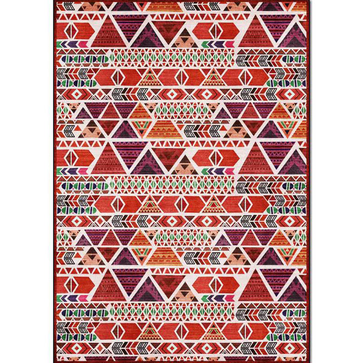 BowLift | Unique geometric pattern rug Red Vintage rug Polyester Washable Anti-slip mat rug for the bedroom