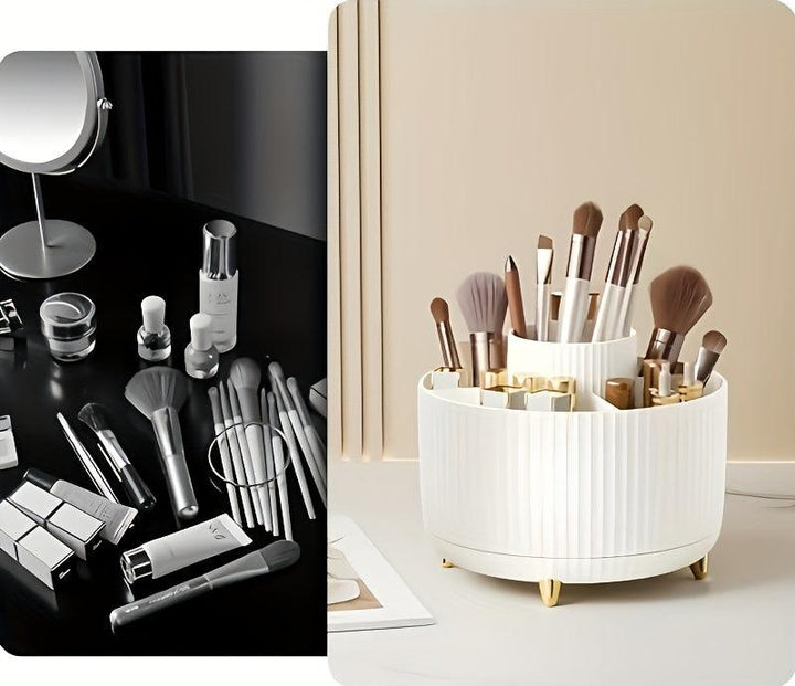BowLift | GlamSpin – 360° Rotating Makeup & Desk Organiser with 5 Compartments
