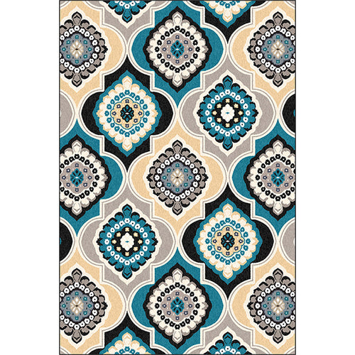 Classic Floral Design Rug Blue Vintage Rug Polyester Washable Non-Slip Back Rug for Bedroom | Bowlift