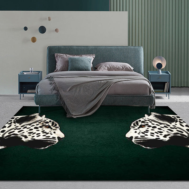 BowLift | Funky Cheetah Pattern Rug Dark Green New Rug Polyester Washable Non-Slip Back Rug for the Living Room