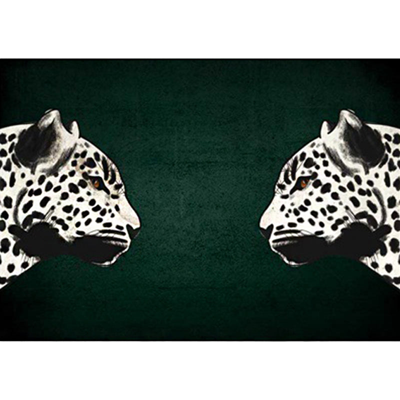 BowLift | Funky Cheetah Pattern Rug Dark Green New Rug Polyester Washable Non-Slip Back Rug for the Living Room