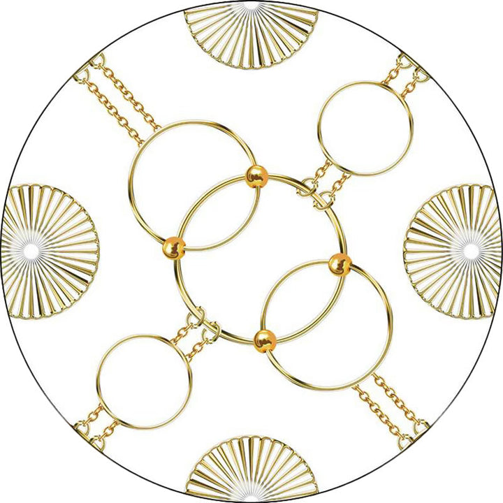 Modern rug for the living room in white and black chain circle print rug polyester machine washable non-slip rug | Bowlift