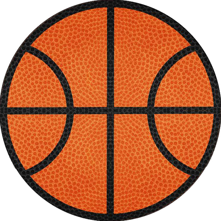 BowLift | Simple Kids Rug in Orange Sports Basketball Pattern Rug Polyester Washable Carpet for Kids Room