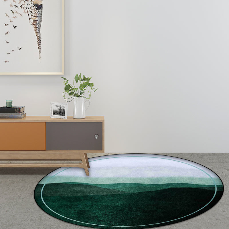 BowLift | Green and Gray Oriental Carpet Polyester Mountain Ombre Pattern Carpet Washable Non-Slip Back Carpet for Living Room