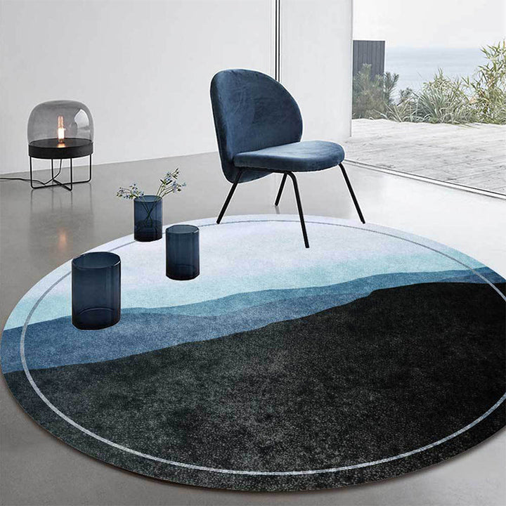 BowLift | Green and Gray Oriental Carpet Polyester Mountain Ombre Pattern Carpet Washable Non-Slip Back Carpet for Living Room