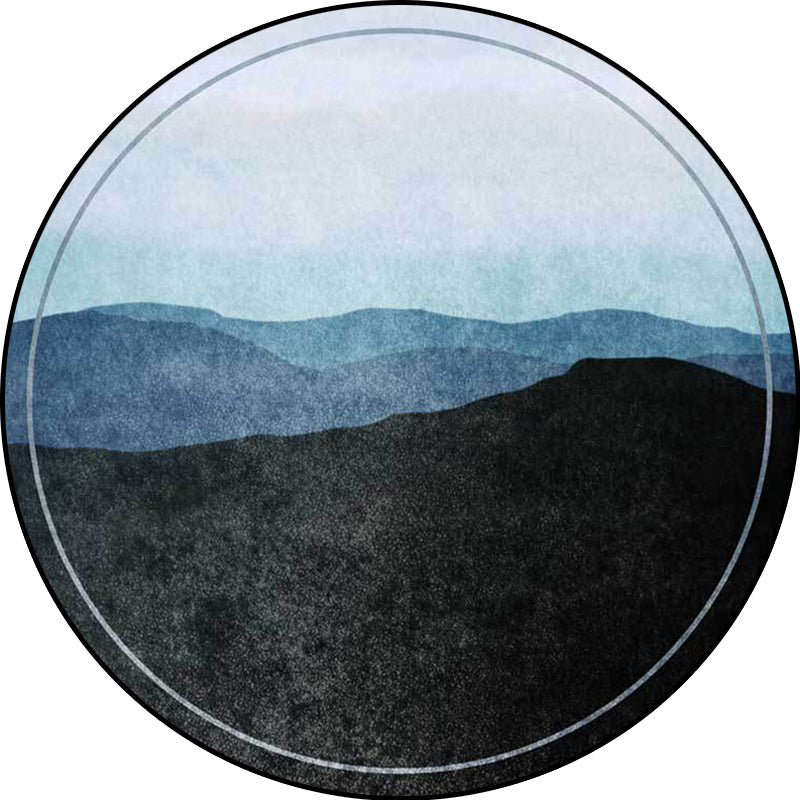 BowLift | Green and Gray Oriental Carpet Polyester Mountain Ombre Pattern Carpet Washable Non-Slip Back Carpet for Living Room