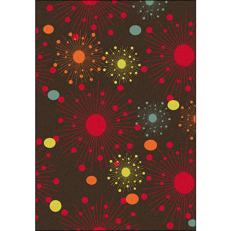 Modern living room carpet in brown with dots striped pattern carpet polyester non-slip backing rug for the area | Bowlift