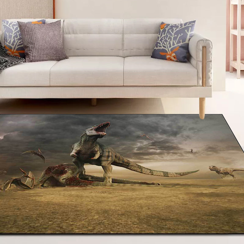 Unique dinosaur pattern rug Brown Nordic rug Polyester washable anti-slip mat area rug for the living room | Bowlift