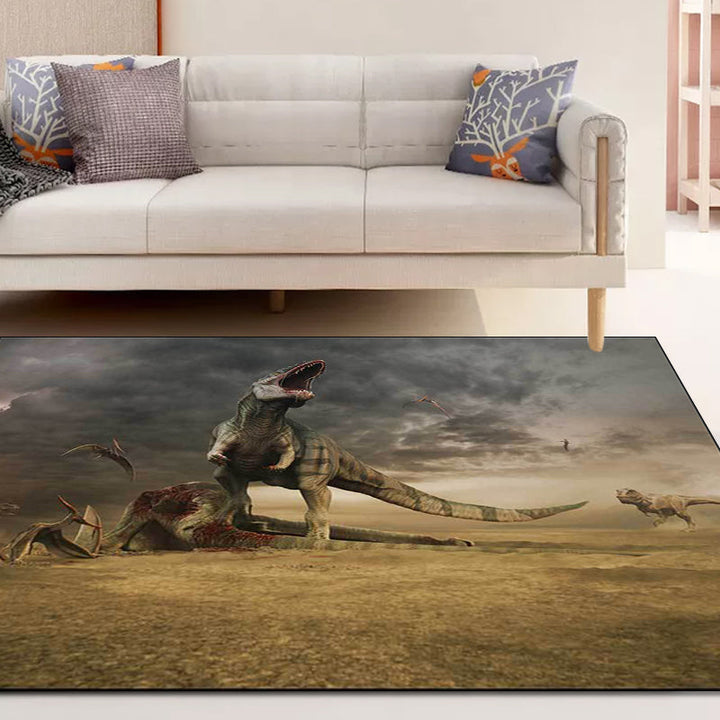 Unique dinosaur pattern rug Brown Nordic rug Polyester washable anti-slip mat area rug for the living room | Bowlift