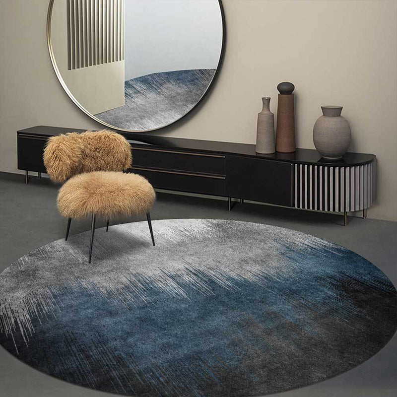 Blue and gray modern rug polyester ombre pattern rug washable non-slip backing rug for the living room | Bowlift