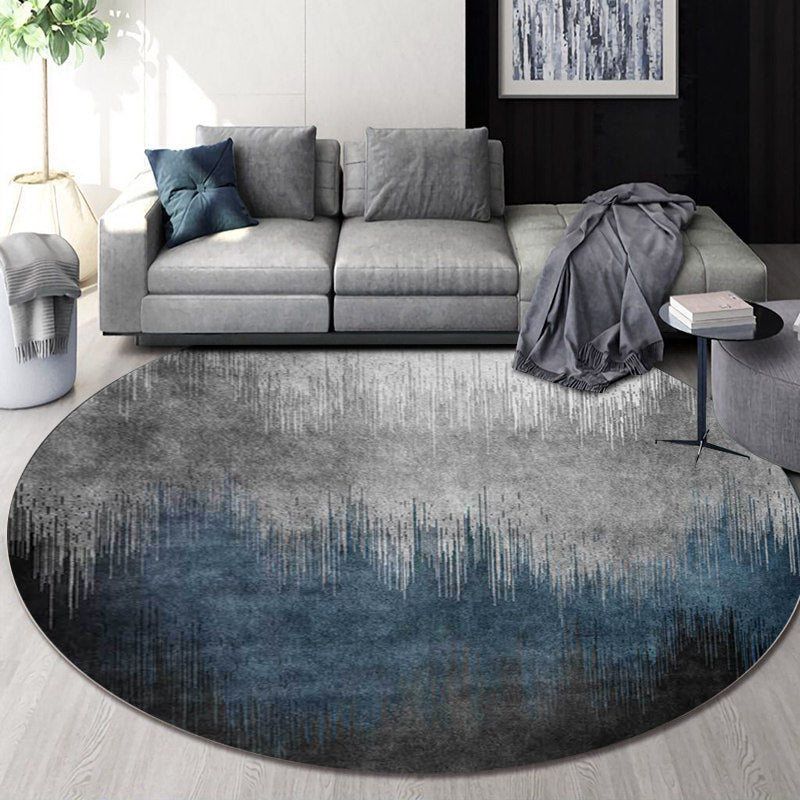 Blue and gray modern rug polyester ombre pattern rug washable non-slip backing rug for the living room | Bowlift