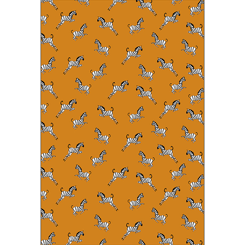 Unique zebra pattern rug orange slouch rug polyester washable non-slip bottom rug for the living room | Bowlift