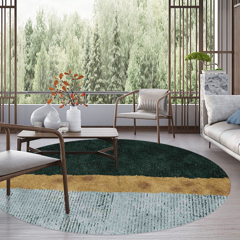 Green and gold novelty rug Polyester color block rug washable non-slip backing rug for living room | Bowlift