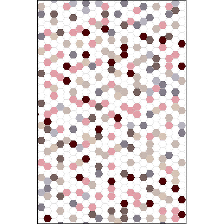 White Bedroom Rug Modern Polka Dot Pattern Hexagon Pattern Rug Polyester Non-Slip Back Rug | Bowlift