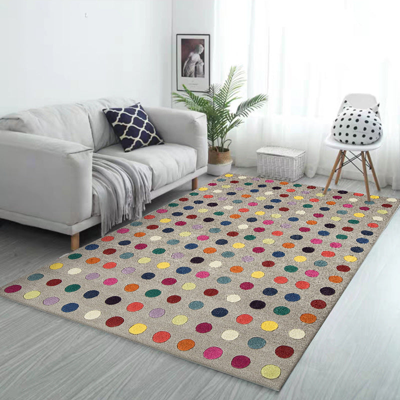 Brown Bedroom Carpet Modern Dots Pattern Area Rug Polyester Pet-Friendly Washable Carpet | Bowlift