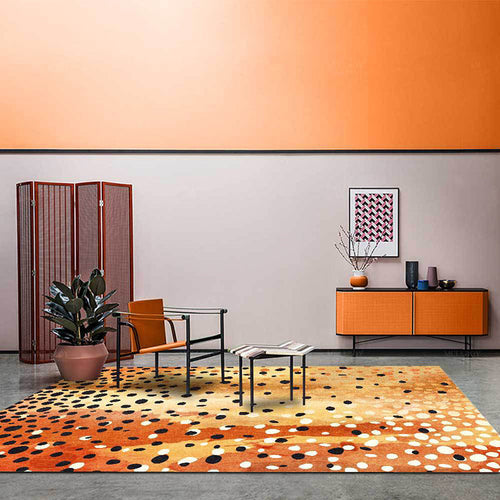 Orange Bedroom Carpet Modern Polka Dots Pattern Carpet Polyester Stain Resistant Carpet | Bowlift