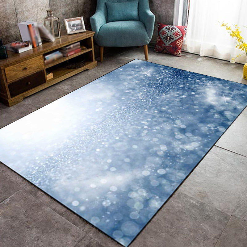 Blue Bedroom Carpet Modern Glaming Pattern Area Rug Polyester Non-Slip Back Washable Rug | Bowlift