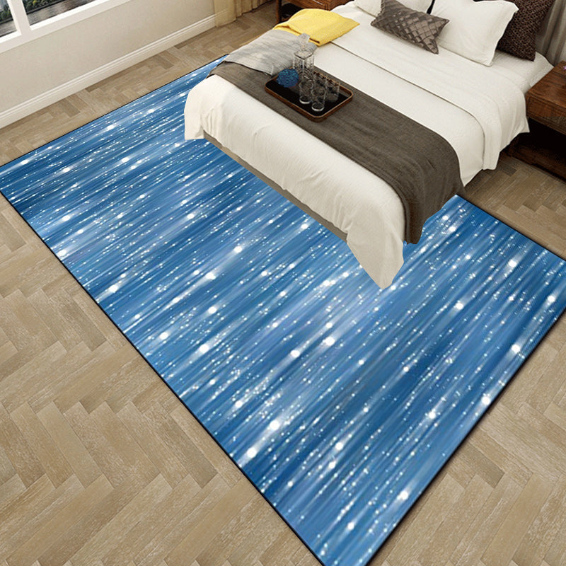 Scandinavian modern rug in blue glitter pattern rug polyester washable stain-resistant rug for home decor | Bowlift