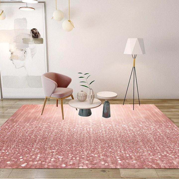 Simple modern rug in pink glitter pattern Rug Polyester Washable Non-slip backing Rug for home decor | Bowlift
