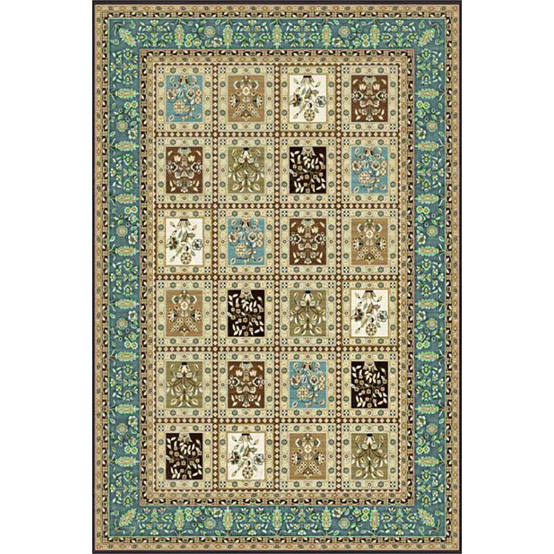 Red and Beige Moroccan Carpet Polyester Checked and Floral Pattern Carpet Washable Non-Slip Back Carpet for the Living Room | Bowlift