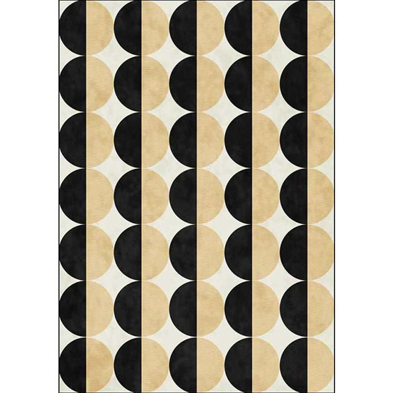 Stylish geometric pattern rug in gold and black Nordic rug washable polyester non-slip back rug for the living room | Bowlift