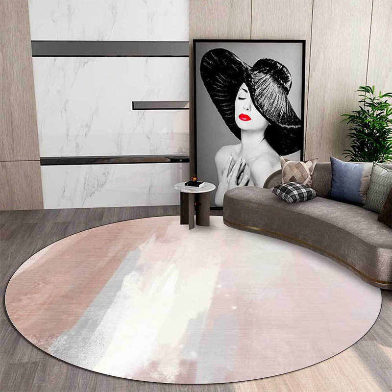 Contemporary brush stroke pattern rug Pink Polyester rug Machine washable Non-slip rug for the bedroom | Bowlift
