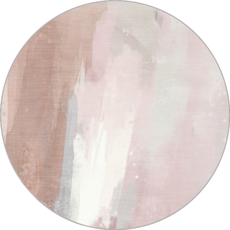 Contemporary brush stroke pattern rug Pink Polyester rug Machine washable Non-slip rug for the bedroom | Bowlift