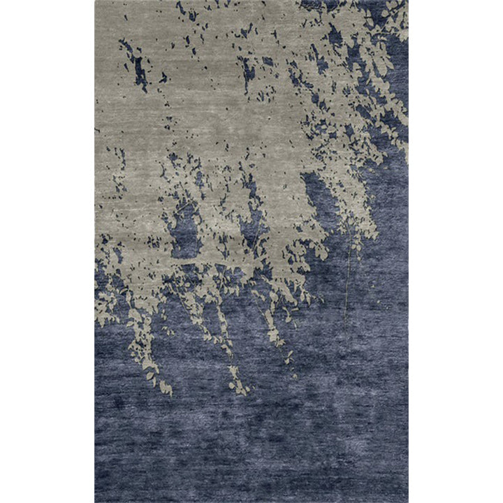 Modern living room rug in gray and blue Abstract oil painting printed rug Polyester machine washable area rug | Bowlift