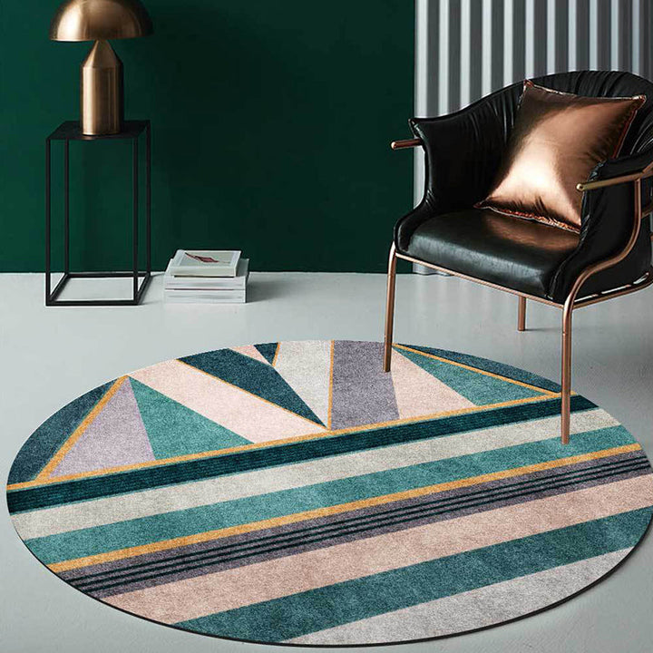 Stylish geometric pattern carpet Green Nordic carpet Polyester Washable Non-slip backing Carpet for living room | Bowlift