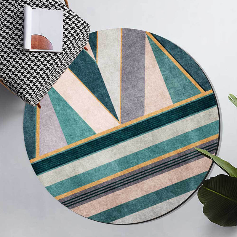Stylish geometric pattern carpet Green Nordic carpet Polyester Washable Non-slip backing Carpet for living room | Bowlift