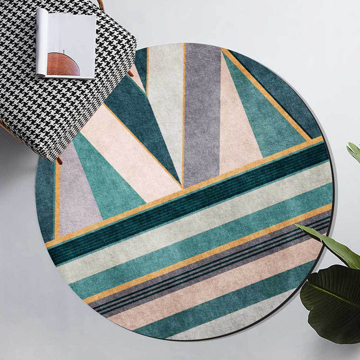 Stylish geometric pattern carpet Green Nordic carpet Polyester Washable Non-slip backing Carpet for living room | Bowlift